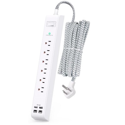Itopfox Surge Protector Power Strip with 4 USB Ports, 2 USB-C, 6 AC Outlets, 10ft Extension Cord, Wall Mountable, ETL Listed