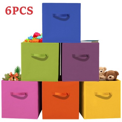 SEVOBAL 6pc Fabric Storage Cubes Organizer Duty Cube Storage Bin Clothes Storage Box Closet Baskets in Shelves Home, Multicolored, 4.29"*7.02"*10.14"