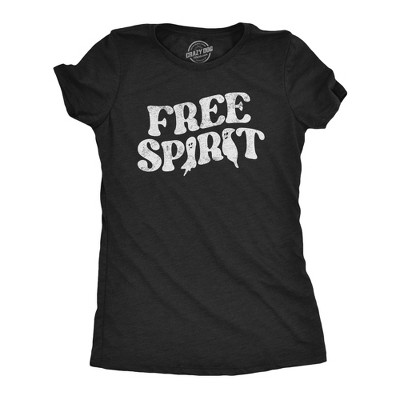 Womens Free Spirit T Shirt Funny Halloween Party Ghost Graphic Novelty Tee for Ladies - Crazy Dog Women's T Shirt For Halloween Season