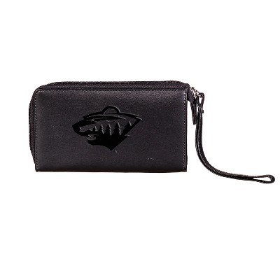 Evergreen NHL Minnesota Wild Black Leather Women's Wristlet Wallet Officially Licensed with Gift Box