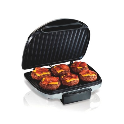 Hamilton Beach Indoor Grill Black and Stainless Steel 25371: Nonstick Surface, 1200W, Hand Wash, BBQ Cooking, 1-Year Warranty