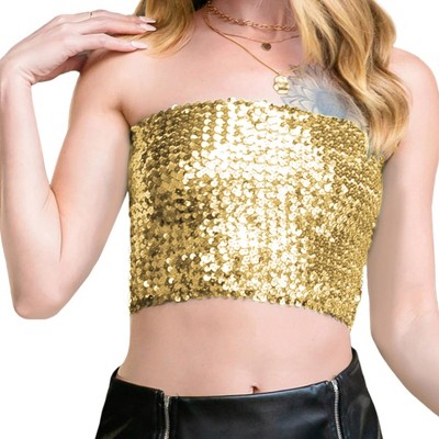Anna-Kaci Women's Strapless Glitter Sequin Sparkle Bandeau