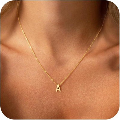 Summit Adventure 18K Gold Plated Initial Necklace – Dainty A-Z Letter Pendant for Women, Girls & Kids