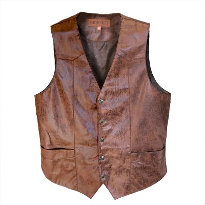 Gioberti Men's 5 Button Faux Leather Vest