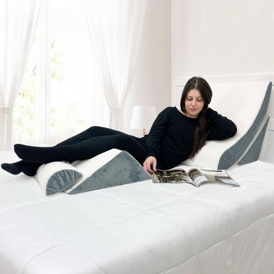 Imaginarium 4pc Adjustable Wedge Pillow Set: Memory Foam & Foam Support, Knitted Polyester Cover, Machine Washable, Universal Sleeper Design