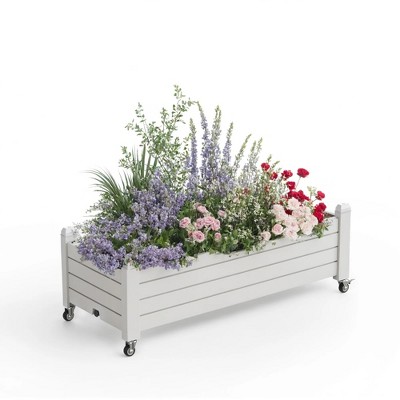 Chic Crate - Amitiel Outdoor Raised Garden Bed Planter Box With Wheels