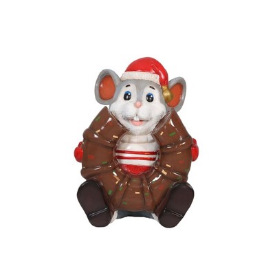 Garden Elements Fiberglass Christmas Figurine Statue Yard Decoration, Nibble the Mouse Eating a Donut, 24"