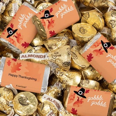 124 Pcs Thanksgiving Candy Party Favors Hershey's Miniatures and Almond Kisses Chocolate (1.52 lbs) - Turkey
