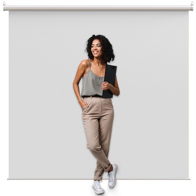 KHOMO GEAR White Screen 84x84 inch – Extra Large Pull-Down Backdrop – Portable Collapsible Projector Screen for Video, Streaming & Photography