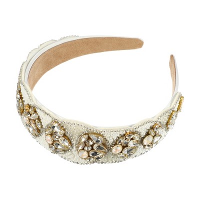 Unique Bargains Women's Bling Rhinestone Wide Edge Headband 5.12"x1.89" 1Pc