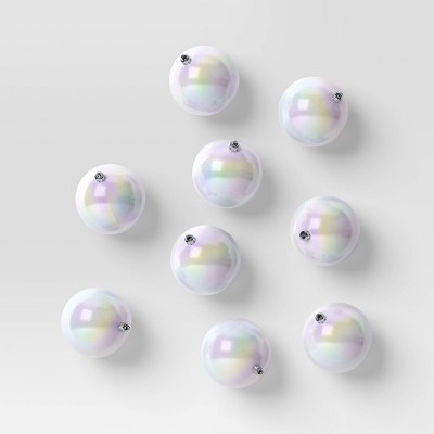 9ct 100mm Christmas Shatterproof Ornament Set White Iridescent - Wondershop™