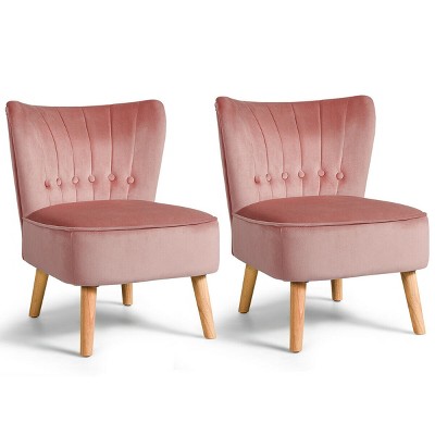 Costway 2PCS Accent Chair Armless Leisure Chair Single Sofa w/ Wood Legs
