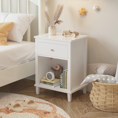 Lyngins Colorful Kids' Side Table with Storage, Nightstand for Bedroom, Small Table with Drawer & Shelf, End Table, Fun Style Side Table