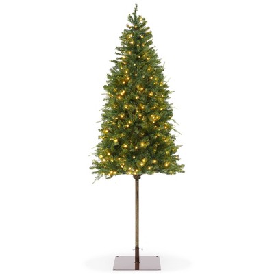 Casafield Pencil Pre-Lit Alpine Fir Realistic Artificial Holiday Christmas Tree with Metal Stand