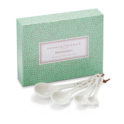 Portmeirion Sophie Conran Measuring Spoons, Set of 4 - Fine Porcelain Nesting Utensils with Hand-Thrown Look, Durable Design & Dishwasher Safe