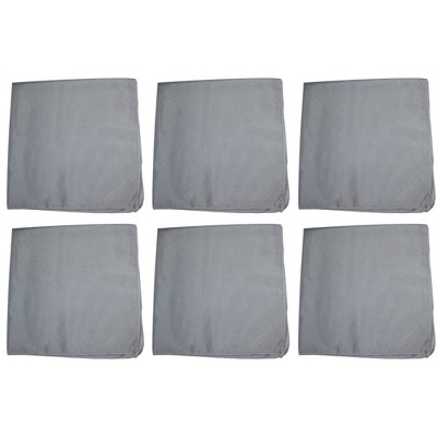 6 Pack Solid Color Cotton Bandanas Soft, Durable, and Reusable (Grey)