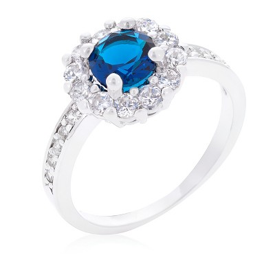 Slickblue 2.1 Ct Round Cut Classic Halo Ring for Women in Rhodium Plated, in 6 Color Options, Sizes 5-10