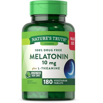Nature's Truth Melatonin Tablets | 10mg | 180 Count | with L-Theanine