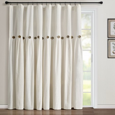 Lush Décor Extra Long Linen Button Window Curtain Panel - Off White - 100 inch Long x 84 inch Wide