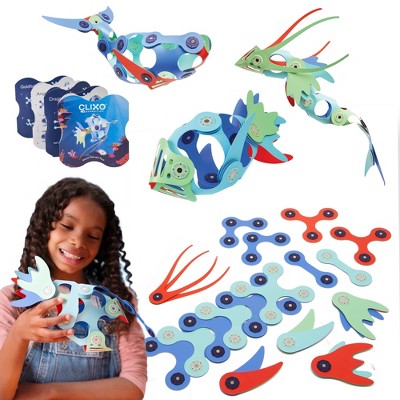 Clixo Marine Marvels Pack: Creative & Problem-Solving Magnetic Building Set with 24 Pieces