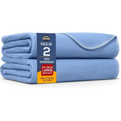 Hoey 2-Pack 34" x 52" Extra Absorbency Washable Waterproof Underpads – Reusable Bed Pads for Adults and Pets