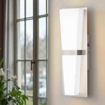 POWLIG 15.7" Brushed Nickel LED Flush Mount Wall Sconce with Inverted Triangle Shade - Dimmable Modern Lighting