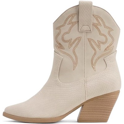 Soda “BLAZING” Women's Western Ankle Boots, Stitched, Pointed Toe, Low Heel