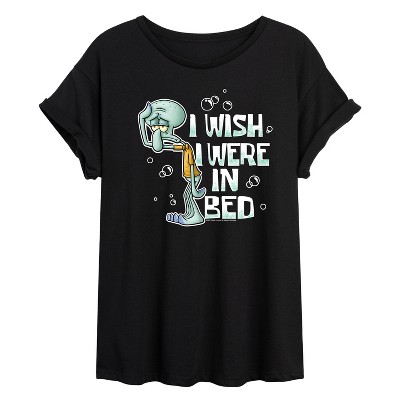 Women's - SpongeBob SquarePants - Squidward I Wish I Were In Bed Oversized Graphic T-Shirt