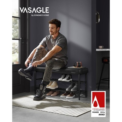 VASAGLE EKHO Collection - Shoe Bench, Storage Bench, 11.8 x 39.4 x 19.7 Inches, Shoe Rack Bench Entryway, Synthetic Leather with Stitching