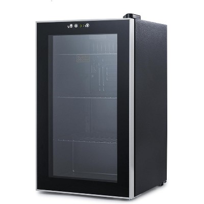 BLACK+DECKER 2.4 Cu. Ft. Beverage Cooler, Beverage Fridge with Double Pane Glass Door, Drink Fridge and Beverage Refrigerator with 76-Can Capacity