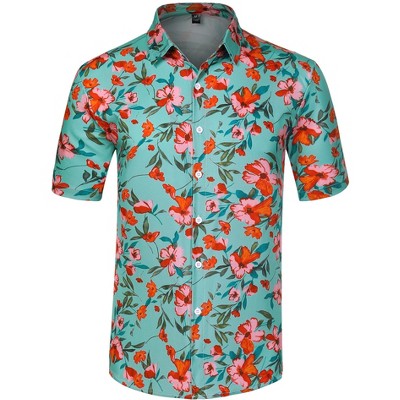 Lars Amadeus Men's Summer Floral Print Short Sleeve Button Down Beach Hawaiian Casual Shirt