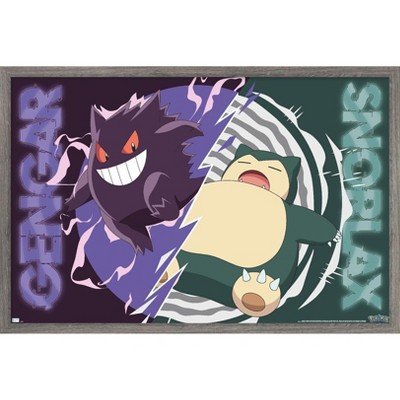 Trends International Pokémon - Gengar Snorlax Battle Framed Wall Poster Prints