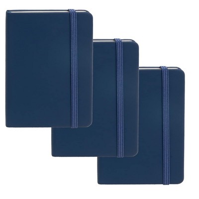 Simply Genius A6 Pocket Size Mini Notebooks with Hardcover - 124 pages (3.7" x 5.7") with Inner Pocket (Navy, 3 Pack)