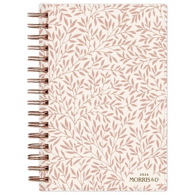Morris & Co. by Blue Sky 5"x8" 2026 Daily/Monthly Wirebound Planner Printed Standen Lily Peach
