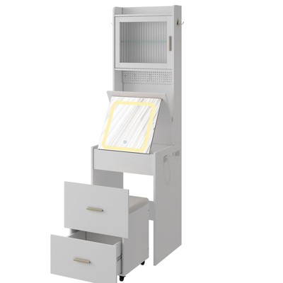 SEVOBAL Vanity Tables Modern Vanity Desk with Functional Storage and Comfortable Seat for Small Bedroom, White, 44.88"*22.44"*8.26"