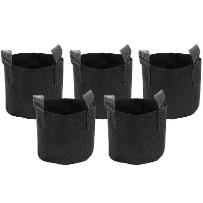 Sunnydaze Garden Grow Bag with Handles Nonwoven Polypropylene Fabric, Black, 5pc