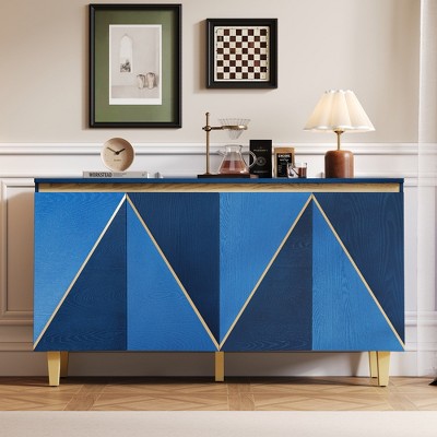Whisen Vintage Distressed Wood Sideboard Cabinet & Buffet Storage Cabinet with Two-Tone Doors and Adjustable Shelves