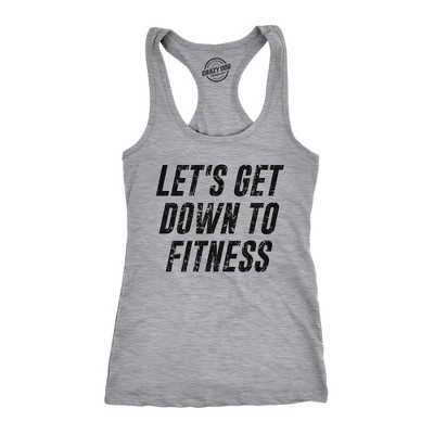 Let's Get Down to Fitness Womens Fitness Tank Funny Workout Gym Graphic Shirt - Crazy Dog Women's Tank Top For Exercise
