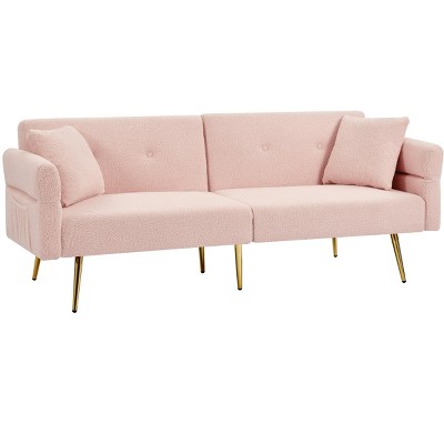 Evita Modern Upholstered Accent Loveseat Sofa With Side Pocket