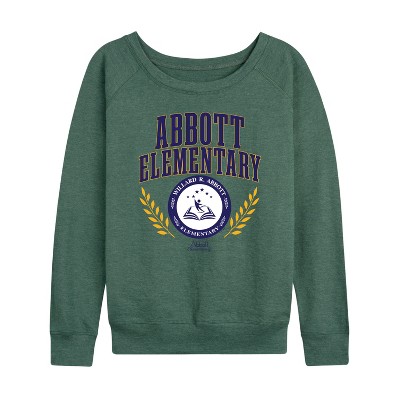 Women's - Abbott Elementary - Collegiate Lightweight French Terry Wide Neck Long Sleeve Graphic Shirt