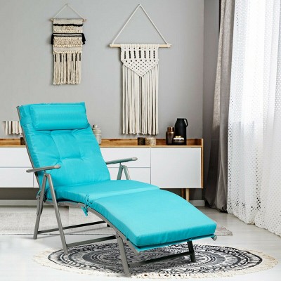 Costway 2PCS  Outdoor Folding Chaise Lounge Chair w/Cushion Turquoise