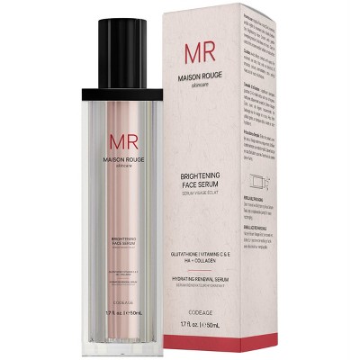 Maison Rouge Brightening Face Serum, Glutathione, Collagen HA, Vitamin, CoQ10, Refillable - 1.7 fl oz