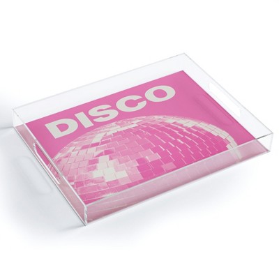 April Lane Art Pink Disco Ball I Acrylic Tray - Deny Designs