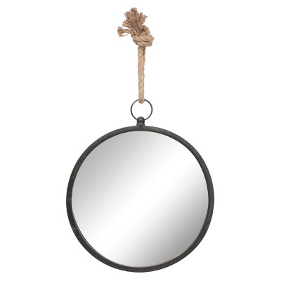 Large Round Metal Wall Mirror with Rope Hanging Loop - Stonebriar Collection: Modern Decor, No Assembly Required