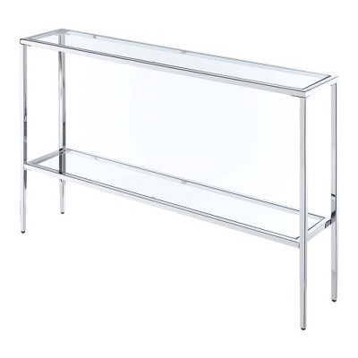 Nadia Chrome Console Table Chrome - Breighton Home: Mid-Century Modern, Tempered Glass, Metal Frame
