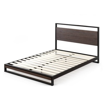 Suzanne Metal and Bamboo Platform Bed Frame with Headboard Gray Wash - Zinus