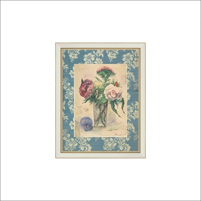 Petal Lane 7"x9" Zacharie Astruc Flowers in Vase Beaded Brass Framed Wall Art Cream