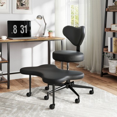 Pinmoco Office Chair Ergonomic Cross-Legged Desk Chair with Height Adjustable Wheels Meditation Chair