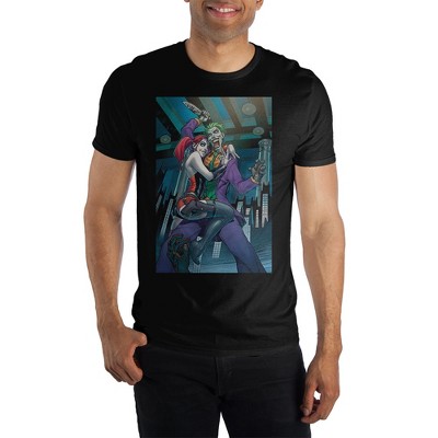 Joker and Harley Quinn Black Couple Cuddle Men's Black T-Shirt Tee Shirt