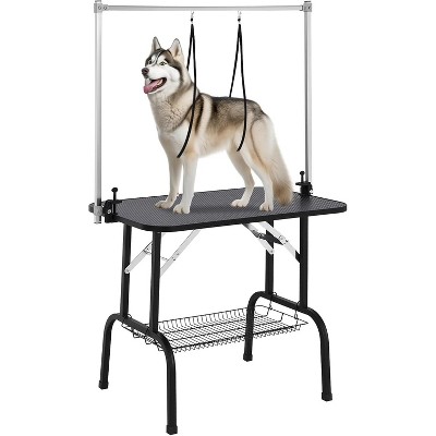 36" Foldable Dog Grooming Table with Adjustable Arms, Noose & Mesh Tray, 330LBS Static, for Small and Large Dogs